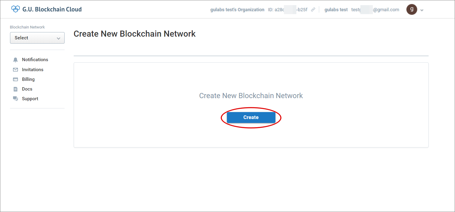 Create a Blockchain | G.U. Blockchain Cloud Docs