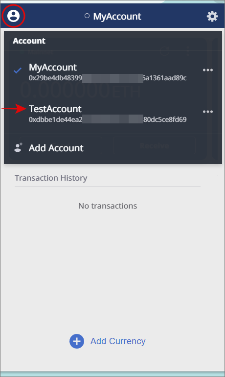 Lunascape Wallet check second account