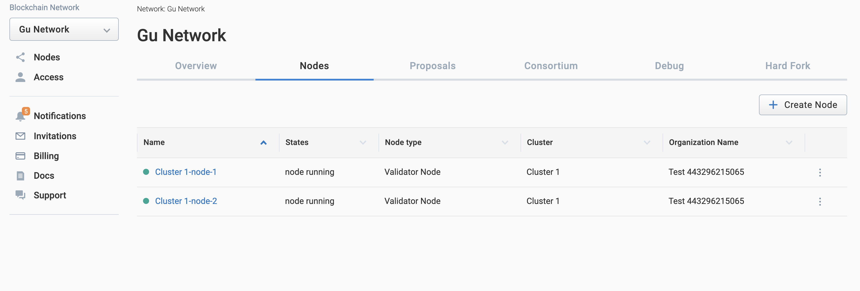Create Node | G.U. Blockchain Cloud Docs