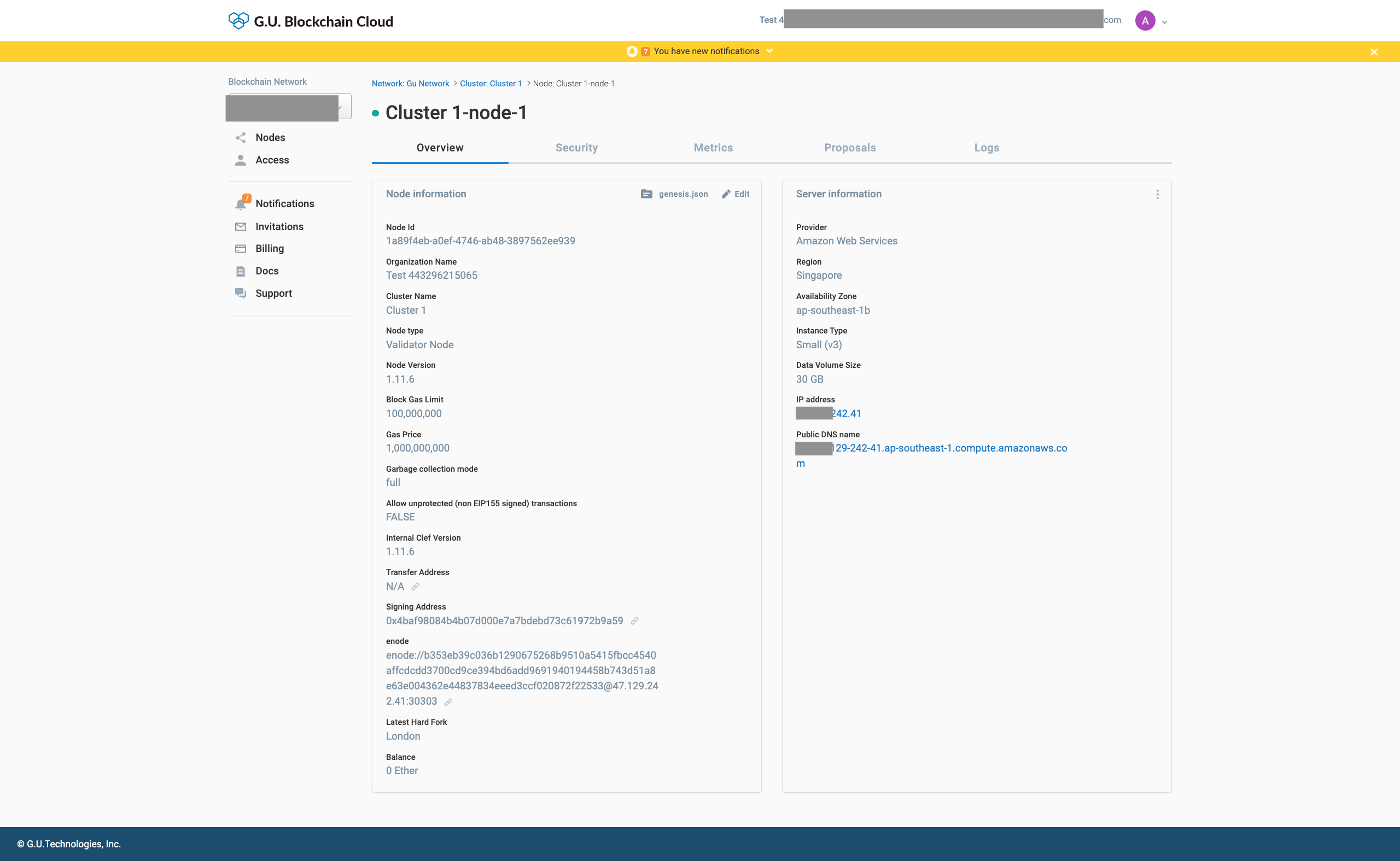 Check node | G.U. Blockchain Cloud Docs